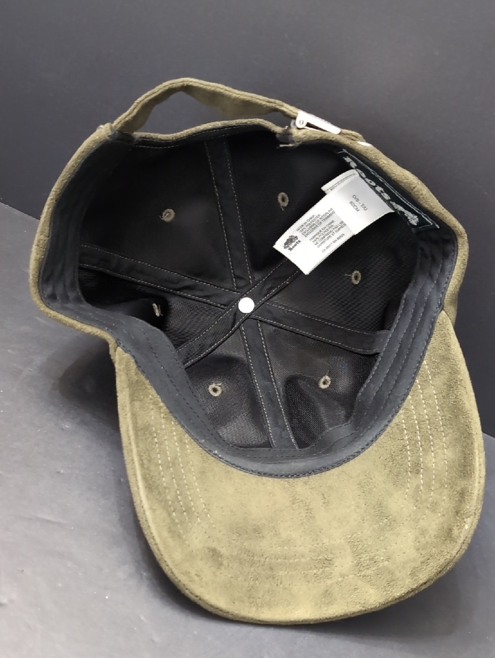 Roots Canada Green Faux Suede Adjustable Strap Ball Cap. - Picture 6 of 8